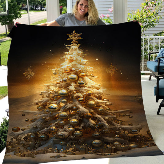 Christmas Tree Glows Christmas, Christmas Tree Xmas Fleece Blanket & Sherpa Blanket Gift