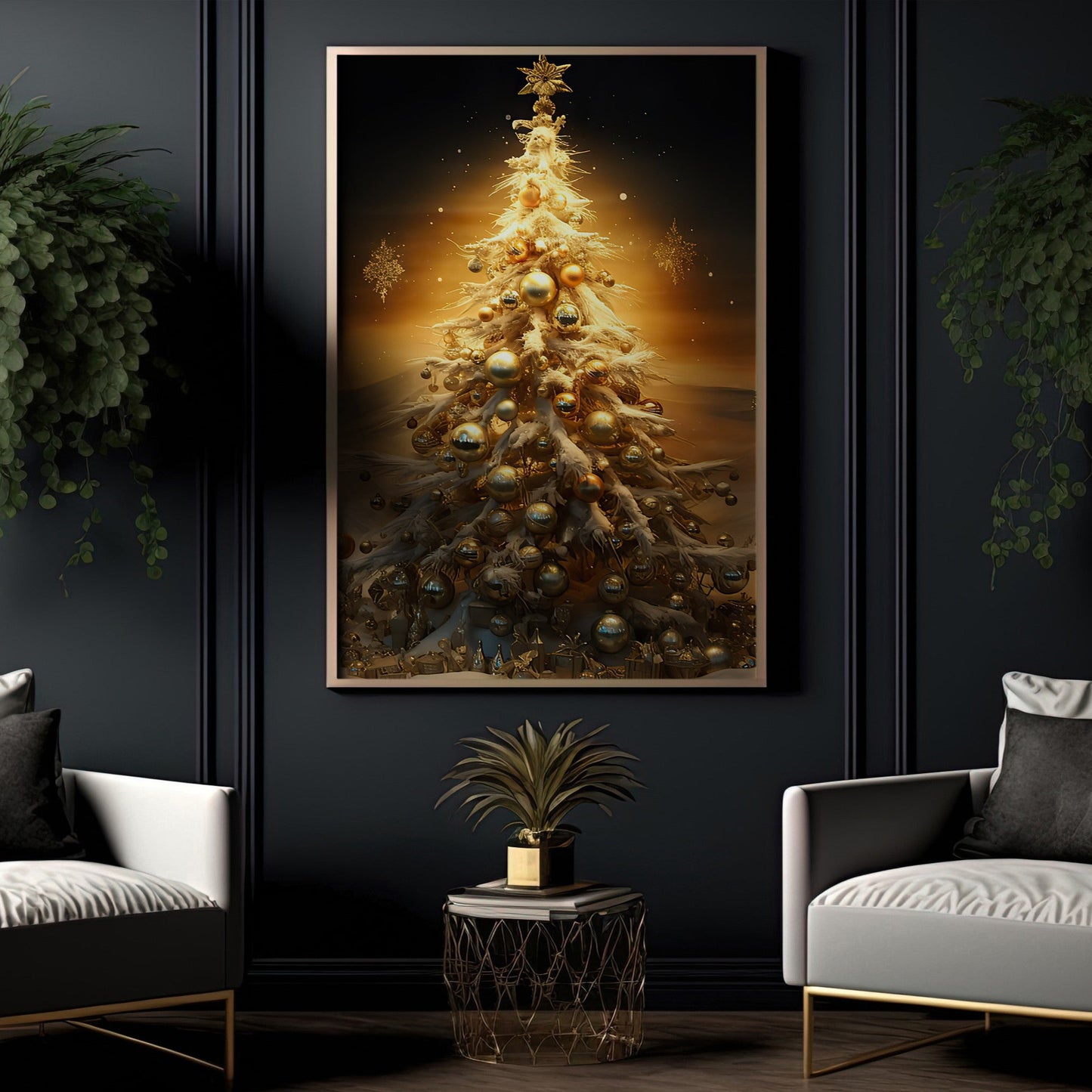 Christmas Tree Glows Canvas Painting, Xmas Wall Art Decor - Christmas Poster Gift Christmas Tree Lovers