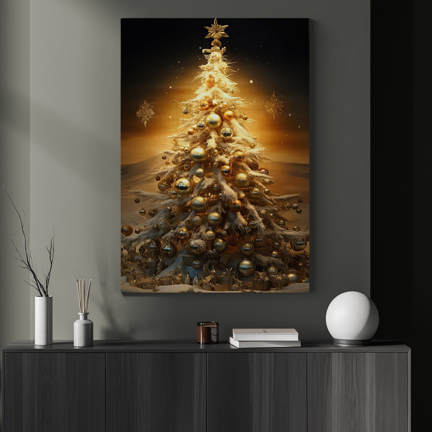 Christmas Tree Glows Canvas Painting, Xmas Wall Art Decor - Christmas Poster Gift Christmas Tree Lovers