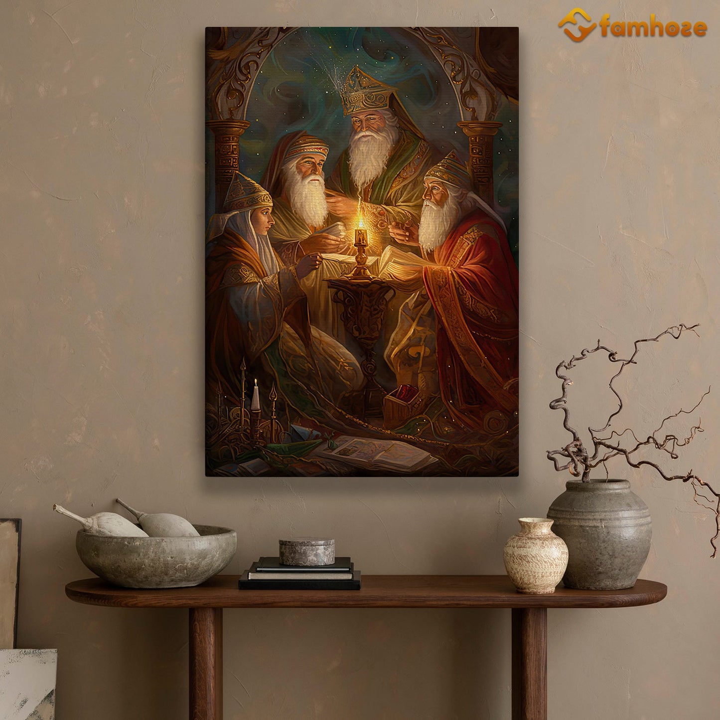 Mystical Council Of The Elders, Christmas Canvas Painting, Xmas Wall Art Decor - Christians Christmas Poster Gift