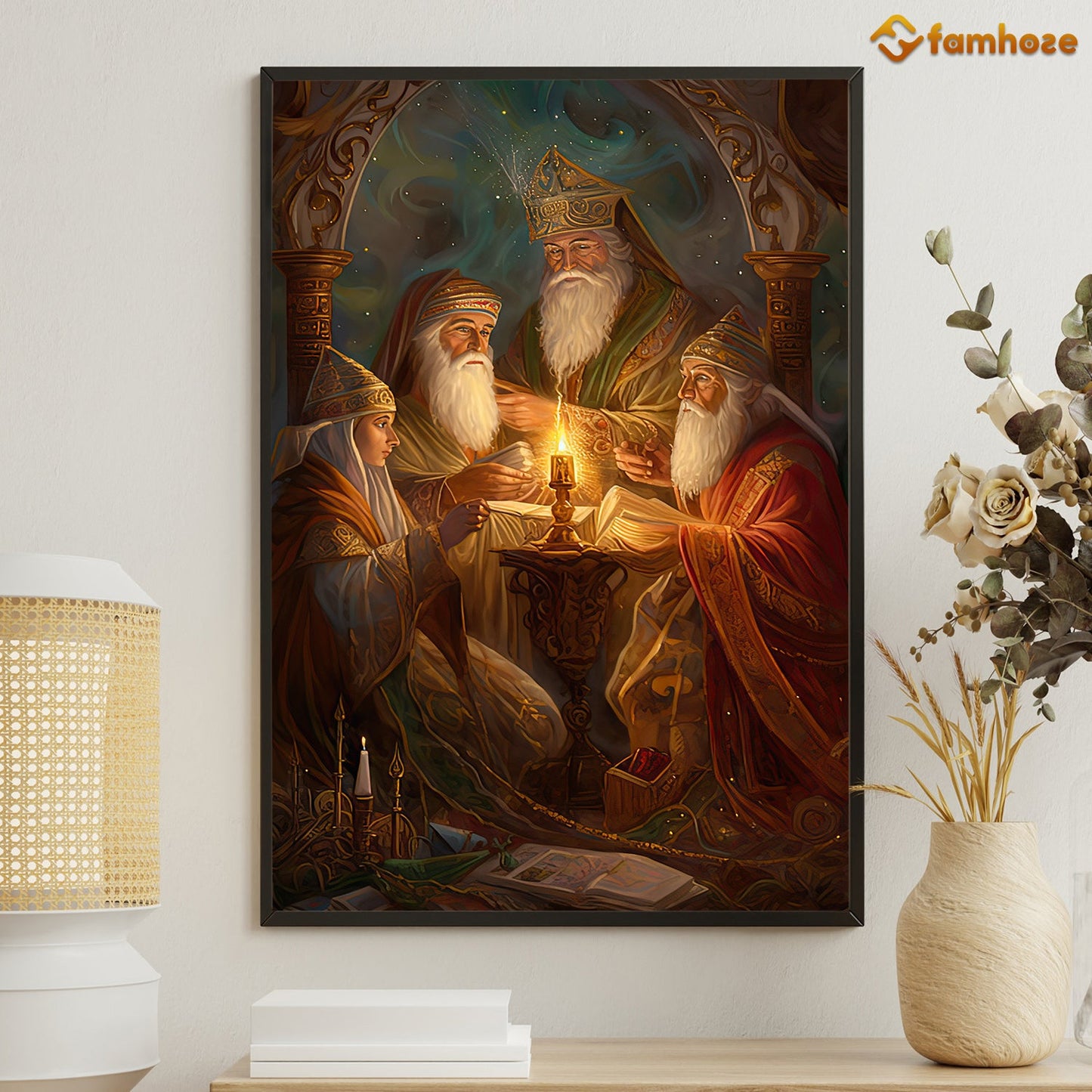 Mystical Council Of The Elders, Christmas Canvas Painting, Xmas Wall Art Decor - Christians Christmas Poster Gift