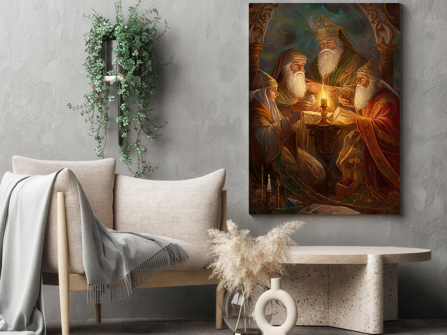 Mystical Council Of The Elders, Christmas Canvas Painting, Xmas Wall Art Decor - Christians Christmas Poster Gift