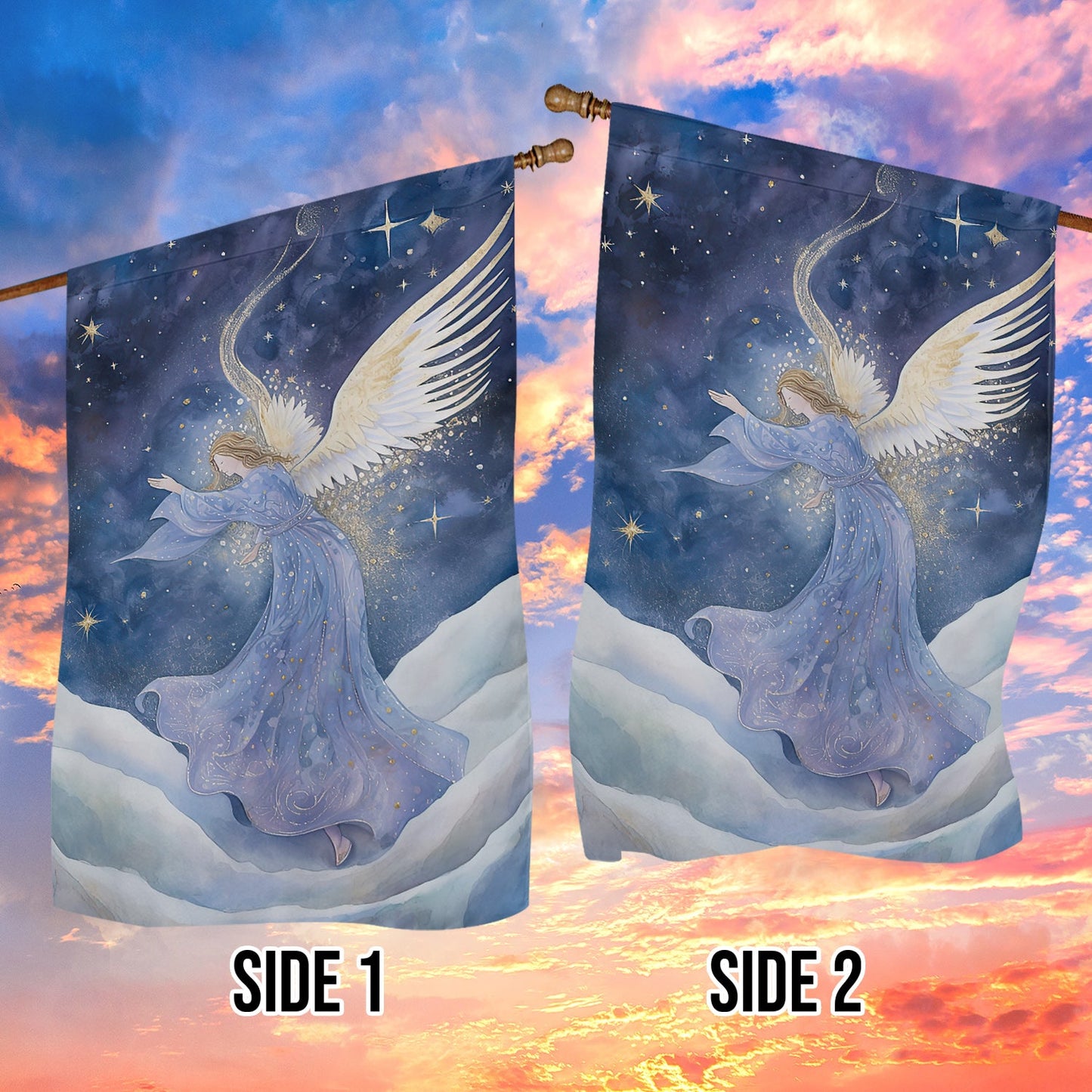 Angel Dancing On The Cloud, Angel Xmas Garden Flag & House Flag, Christmas Flag Gift For Angel Lovers