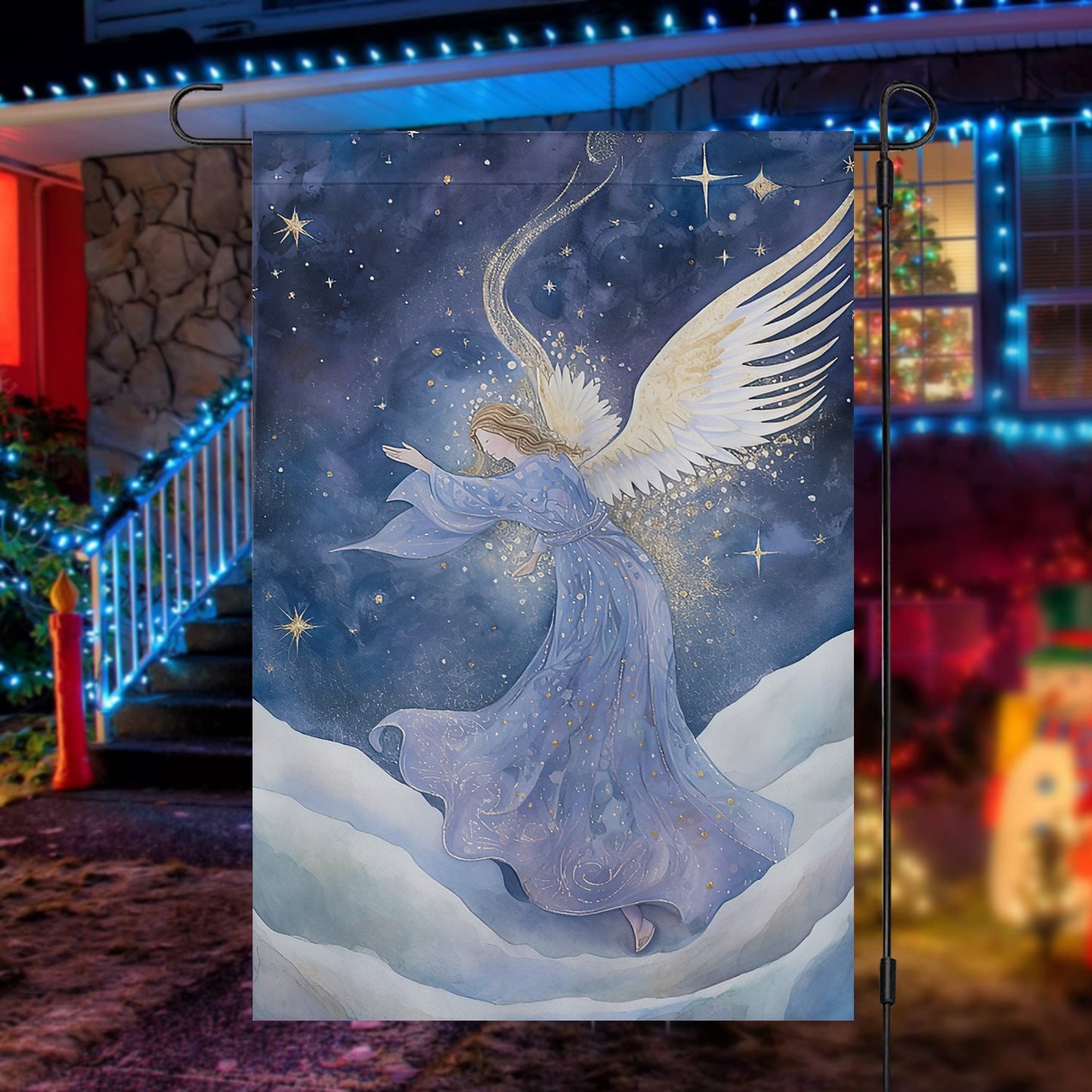 Angel Dancing On The Cloud, Angel Xmas Garden Flag & House Flag, Christmas Flag Gift For Angel Lovers