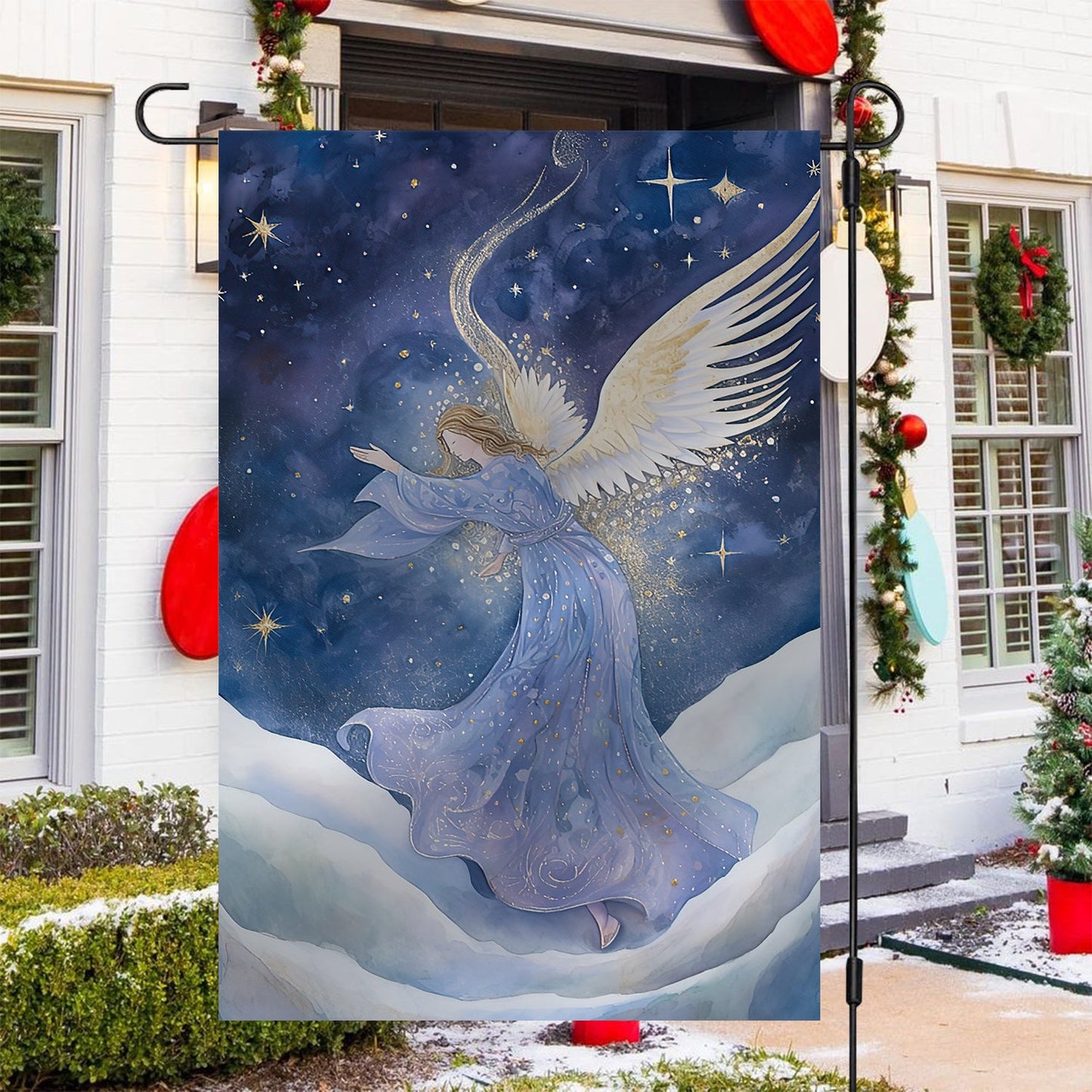 Angel Dancing On The Cloud, Angel Xmas Garden Flag & House Flag, Christmas Flag Gift For Angel Lovers