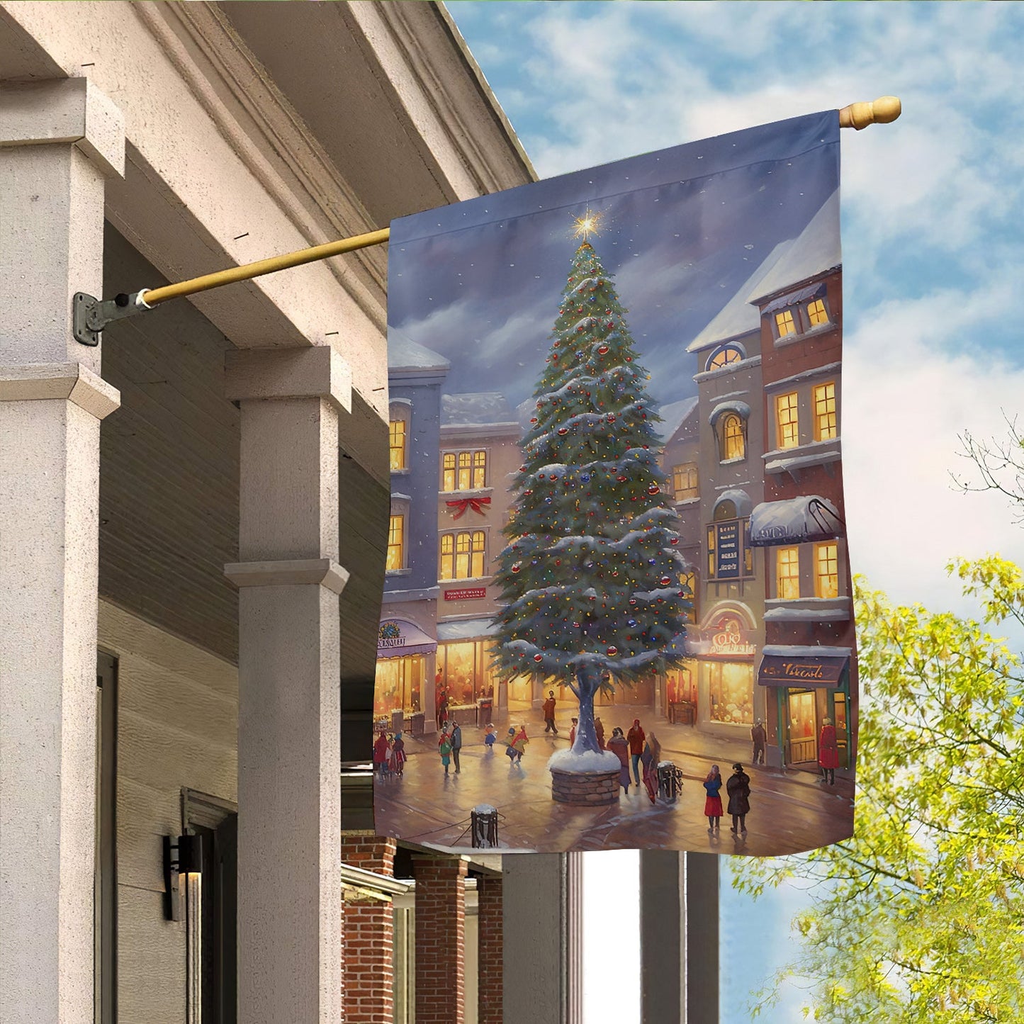 Christmas Tree Between Apartments, Christmas Tree Xmas Garden Flag & House Flag, Christmas Flag Gift