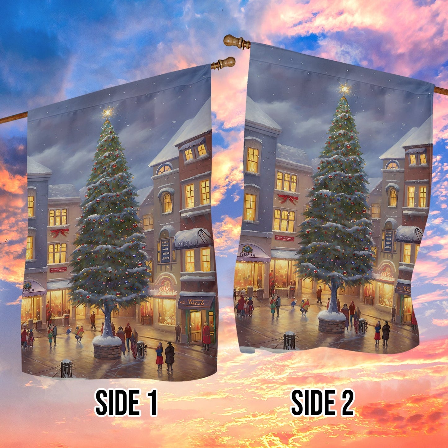 Christmas Tree Between Apartments, Christmas Tree Xmas Garden Flag & House Flag, Christmas Flag Gift