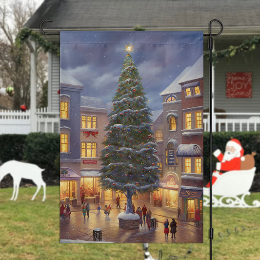 Christmas Tree Between Apartments, Christmas Tree Xmas Garden Flag & House Flag, Christmas Flag Gift