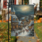 Country Village Scene Covered Snow, Village Xmas Garden Flag & House Flag, Christmas Flag Gift