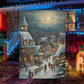 Country Village Scene Covered Snow, Village Xmas Garden Flag & House Flag, Christmas Flag Gift