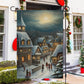 Country Village Scene Covered Snow, Village Xmas Garden Flag & House Flag, Christmas Flag Gift