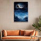Midnight Journey Santa's Silhouette Against a Lustrous Moonlit Sky Christmas Canvas Painting, Xmas Wall Art Decor - Christmas Poster Gift