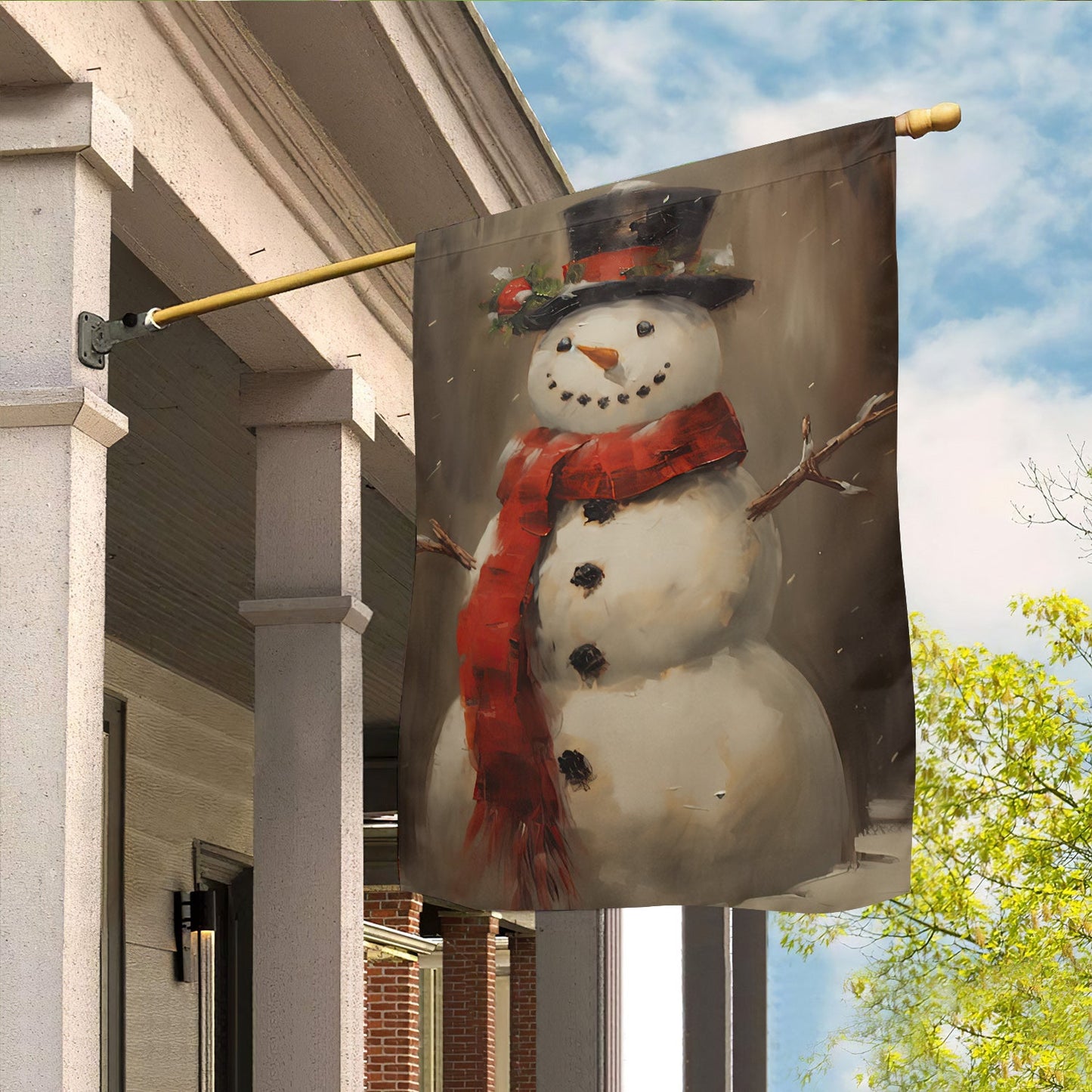 Snowman Wearing Noel Scarf And Hat, Snowman Xmas Garden Flag & House Flag, Christmas Flag Gift Snowman Lovers