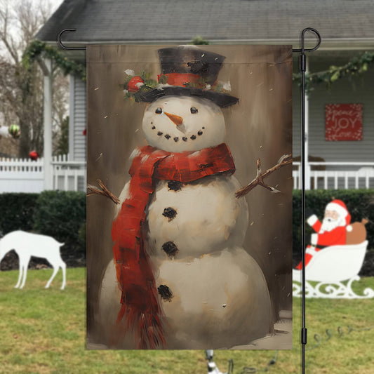 Snowman Wearing Noel Scarf And Hat, Snowman Xmas Garden Flag & House Flag, Christmas Flag Gift Snowman Lovers