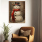 Winter's Gentleman A Snowman Dressed in Elegance and Joy Christmas Canvas Painting, Xmas Wall Art Decor - Christmas Poster Gift