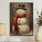 Winter's Gentleman A Snowman Dressed in Elegance and Joy Christmas Canvas Painting, Xmas Wall Art Decor - Christmas Poster Gift