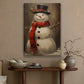 Winter's Gentleman A Snowman Dressed in Elegance and Joy Christmas Canvas Painting, Xmas Wall Art Decor - Christmas Poster Gift