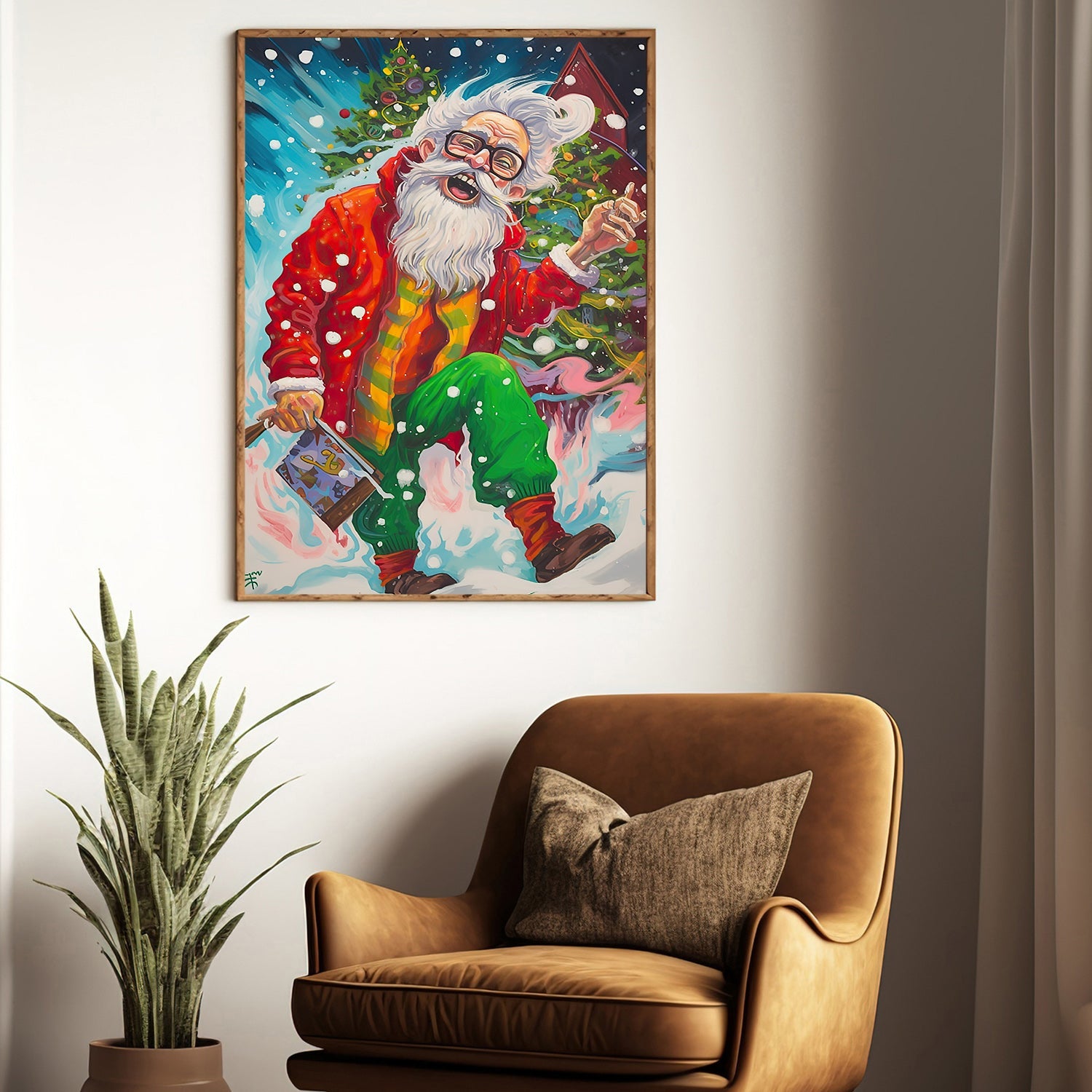 Sketch HOLIDAY PAINT ポスター Hipster Holiday Santa's Vibrant Voyage Christmas Canvas Painting