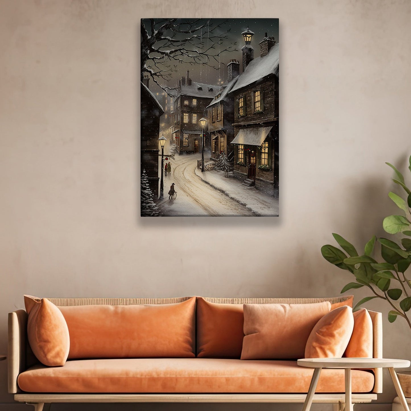 Enchanted Evening A Snowy Stroll Through Time Christmas Canvas Painting, Xmas Wall Art Decor - Christmas Poster Gift