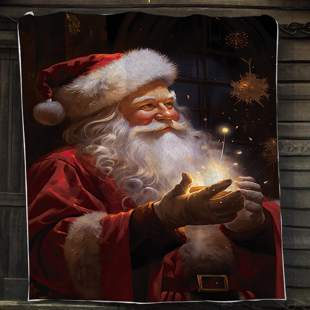 Santa Claus Does Magic Light Christmas, Santa's Xmas Fleece Blanket & Sherpa Blanket Gift