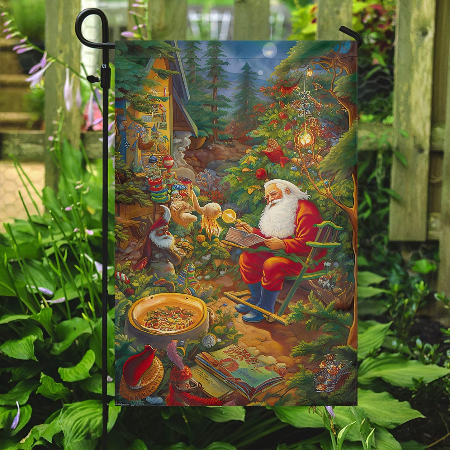 Enchanted Woodland Christmas, Santa Claus Xmas Garden Flag - House Flag, Christmas Flag Gift For Santa Claus Lovers