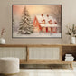 Golden Glow At Dusk A Cozy Winter Retreat Amidst the Whispering Pinesh Christmas Canvas Painting, Xmas Wall Art Decor - Christmas Poster Gift