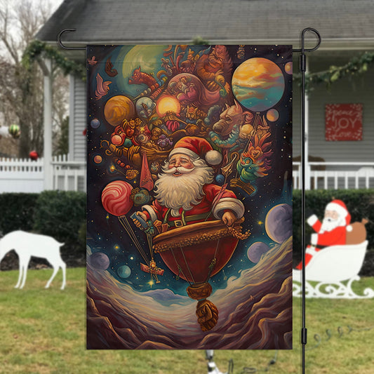 Delivering Dreams Across the Universe, Santa Claus Xmas Garden Flag - House Flag, Christmas Flag Gift For Santa Claus Lovers