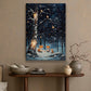 Enchanted Winter's Eve Foxes Under The Illuminated Tree, Christmas Canvas Painting, Xmas Wall Art Decor - Christmas Poster Gift Fox Lovers