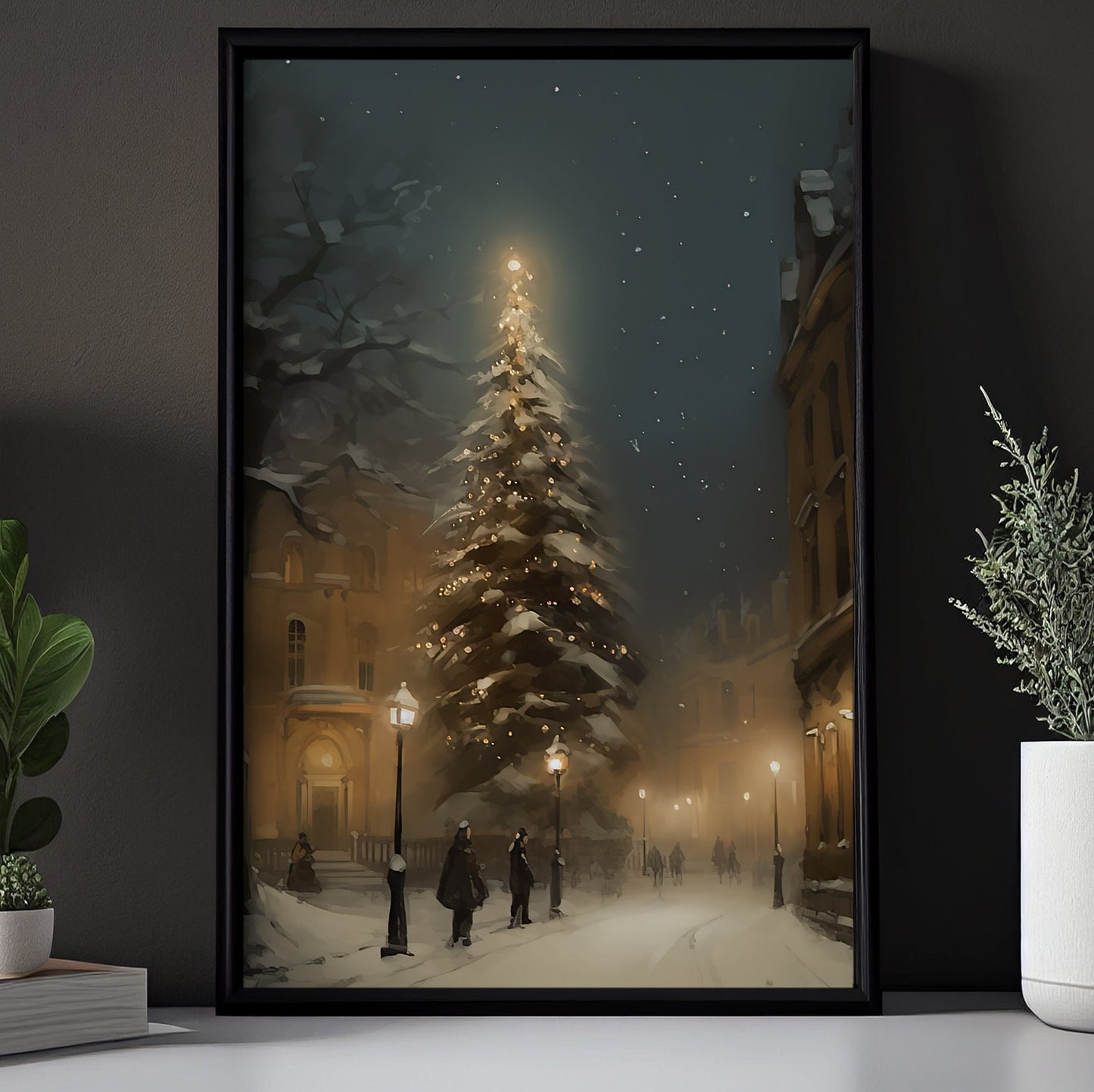 Enchanted Winter Evening, Victorian Christmas Canvas Painting, Xmas Wall Art Decor - Christmas Poster Gift