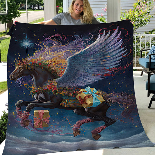 Horse Bring The Gifts Christmas, Horse Xmas Fleece Blanket & Sherpa Blanket Gift For Horse Lovers