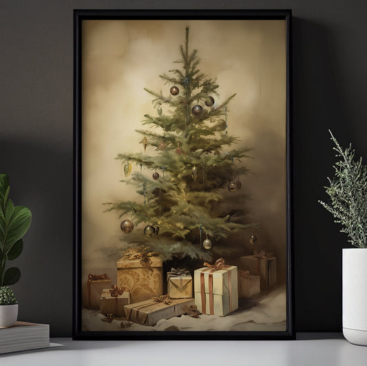 Golden Memories of Christmas Canvas Painting, Xmas Wall Art Decor - Christmas Poster Gift