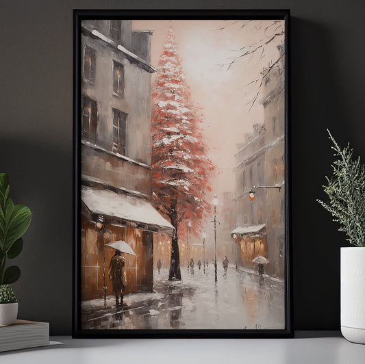 Crimson Solitude in Winter, Christmas Canvas Painting, Xmas Wall Art Decor - Christmas Poster Gift