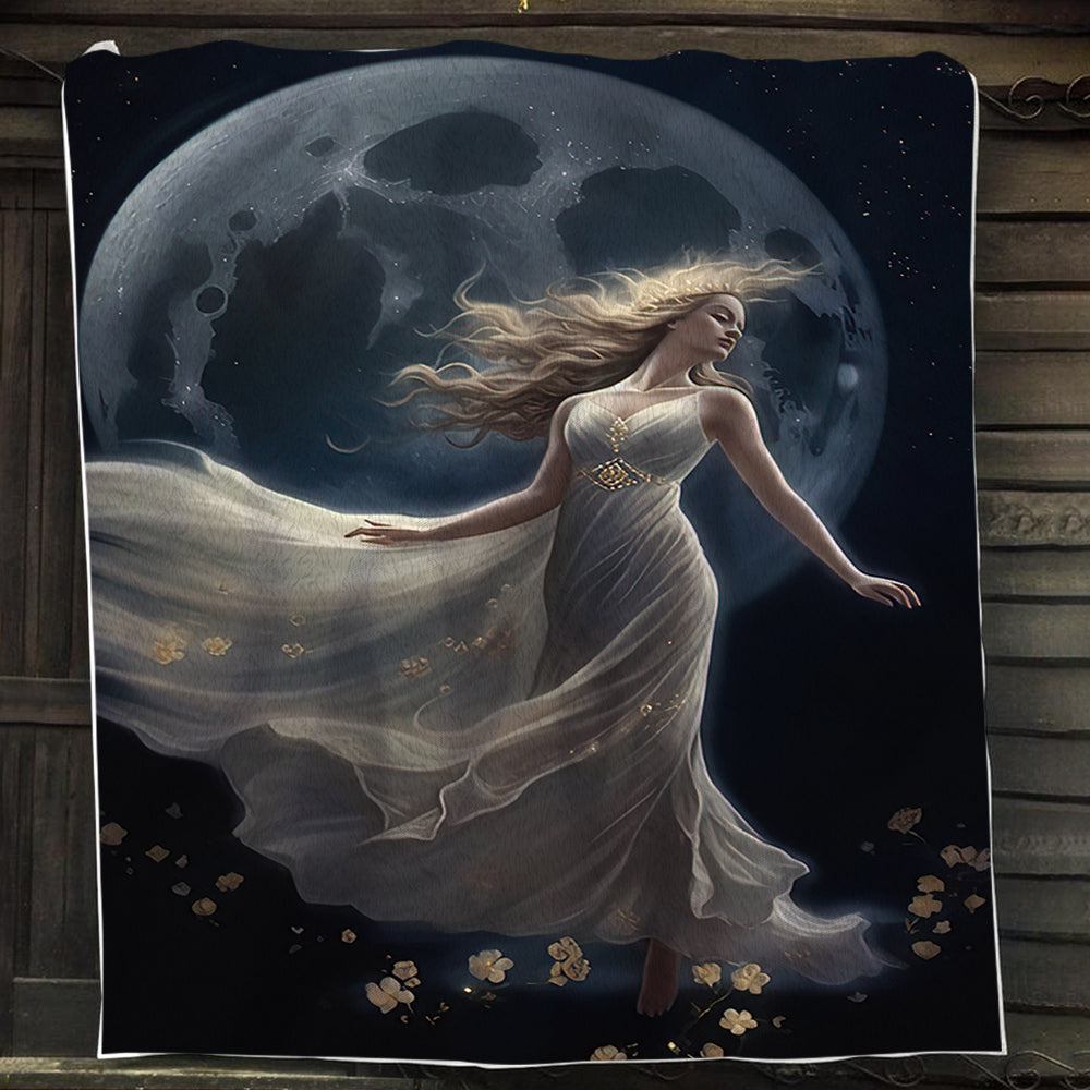 Angel Dancing On The Moon Christmas, Angel Xmas Fleece Blanket & Sherpa Blanket Gift