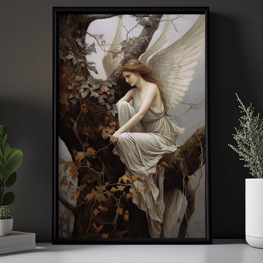 Seraphic Reverie, Angel Christmas Canvas Painting, Xmas Wall Art Decor - Christmas Poster Gift