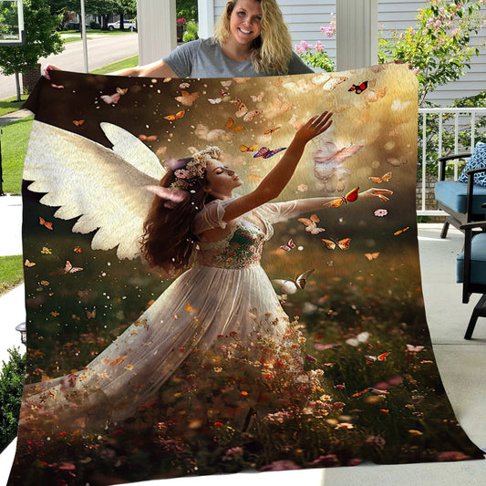 Peaceful Scene Angel Dancing Christmas, Angel Xmas Fleece Blanket & Sherpa Blanket Gift