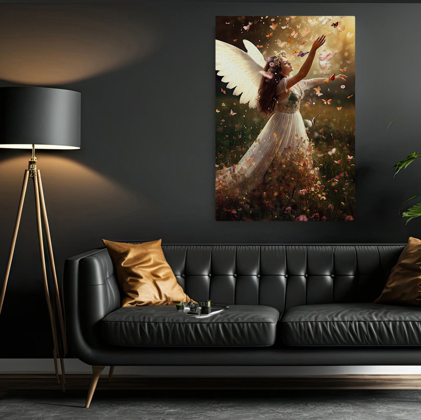 Butterfly Whispers of Joy, Angel Christmas Canvas Painting, Xmas Wall Art Decor - Christmas Poster Gift