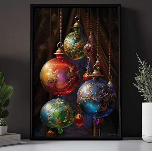 Ornaments of Mystic Splendor, Christmas Canvas Painting, Xmas Wall Art Decor - Christmas Poster Gift
