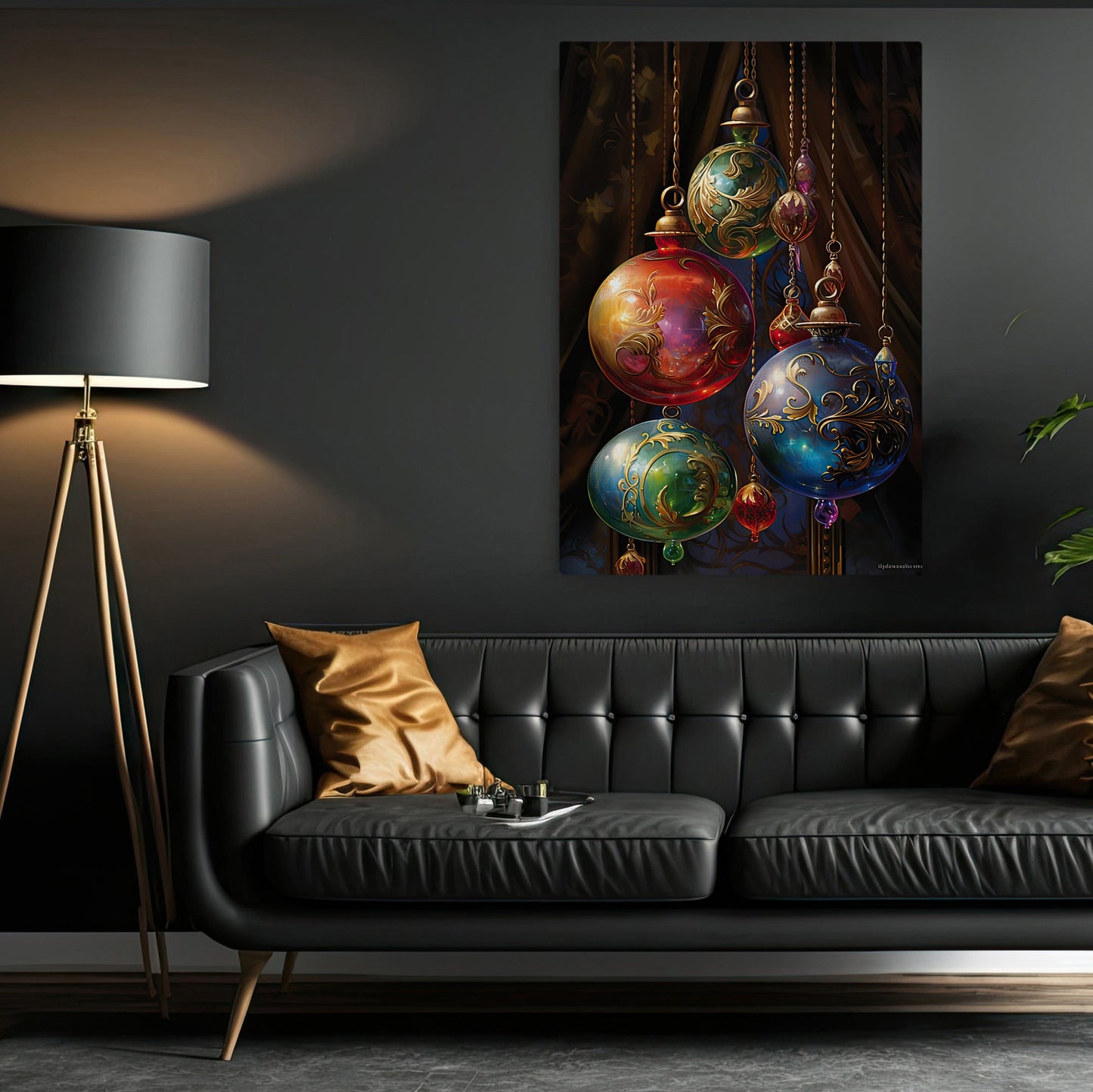 Ornaments of Mystic Splendor, Christmas Canvas Painting, Xmas Wall Art Decor - Christmas Poster Gift