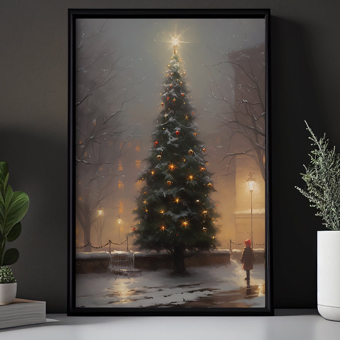 Winter's Eve Luminescence, Christmas Canvas Painting, Xmas Wall Art Decor - Christmas Poster Gift