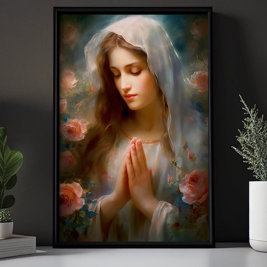 Serenity in Prayer, Virgin Mary Canvas Painting, Xmas Wall Art Decor - Christmas Poster Gift