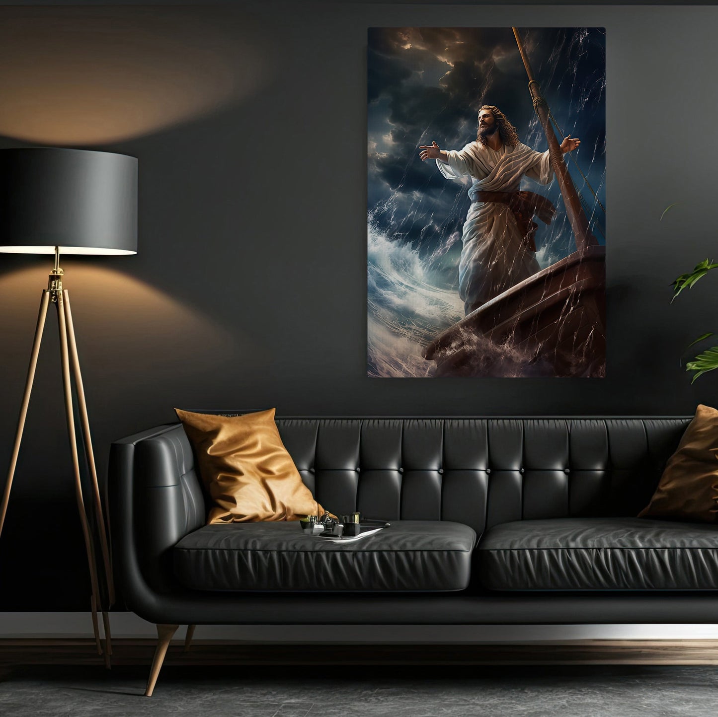 Calming the Tempest, Jesus Christian Canvas Painting, Xmas Wall Art Decor - Christmas Poster Gift