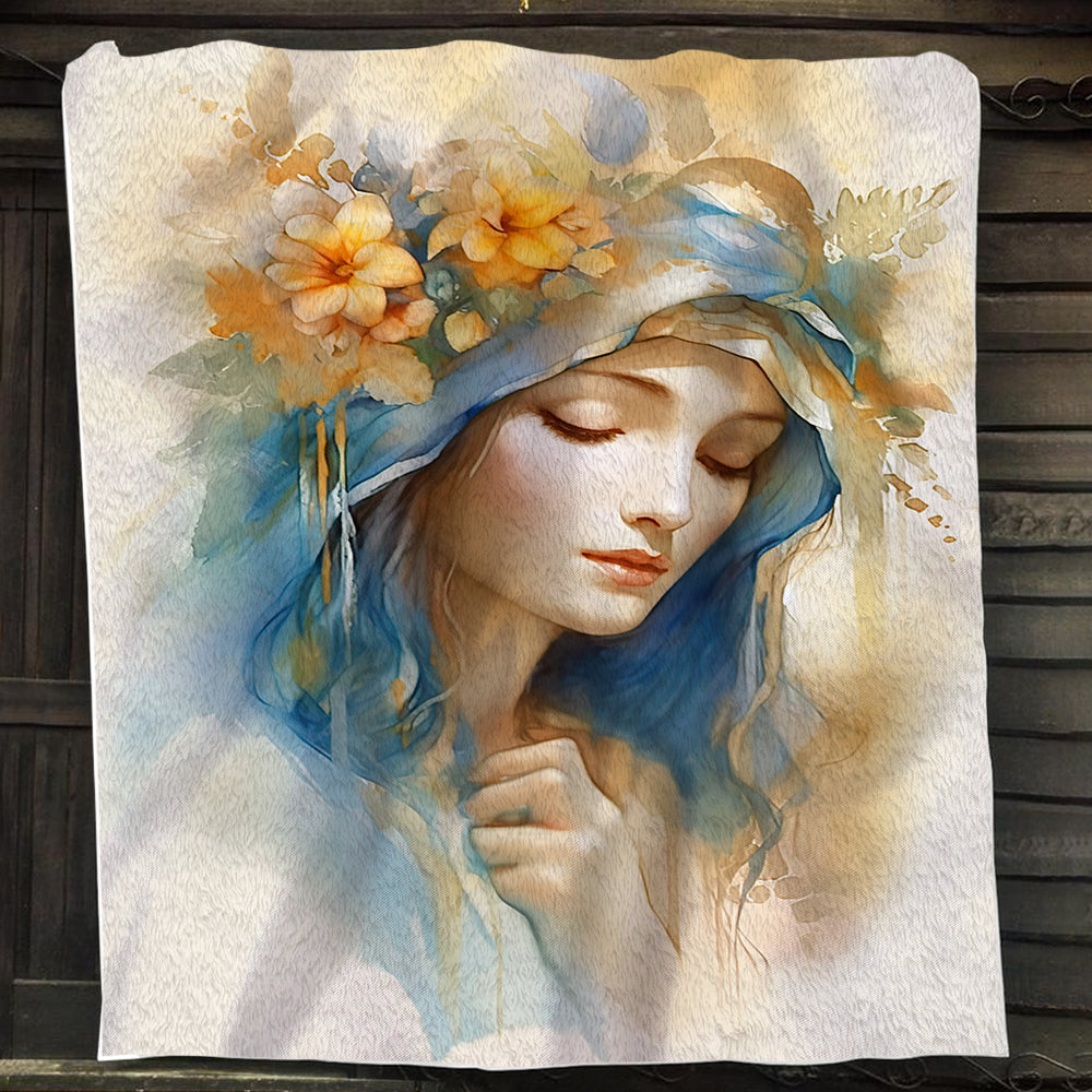 Portrait Maria Blessing Christmas, Nativity Christians Xmas Fleece Blanket & Sherpa Blanket Gift