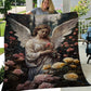 Angel Blessing In The Garden Flowers Christmas, Angel Xmas Fleece Blanket & Sherpa Blanket Gift