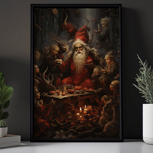 Mystic Feast of Shadows, Santa Claus Christmas Canvas Painting, Xmas Wall Art Decor - Christmas Poster Gift