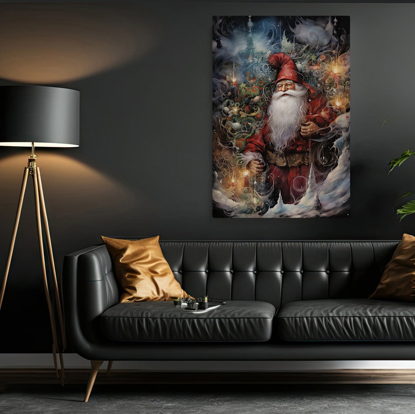 Enchanted Holiday Whirlwind, Santa Claus Christmas Canvas Painting, Xmas Wall Art Decor - Christmas Poster Gift For Horse Lovers