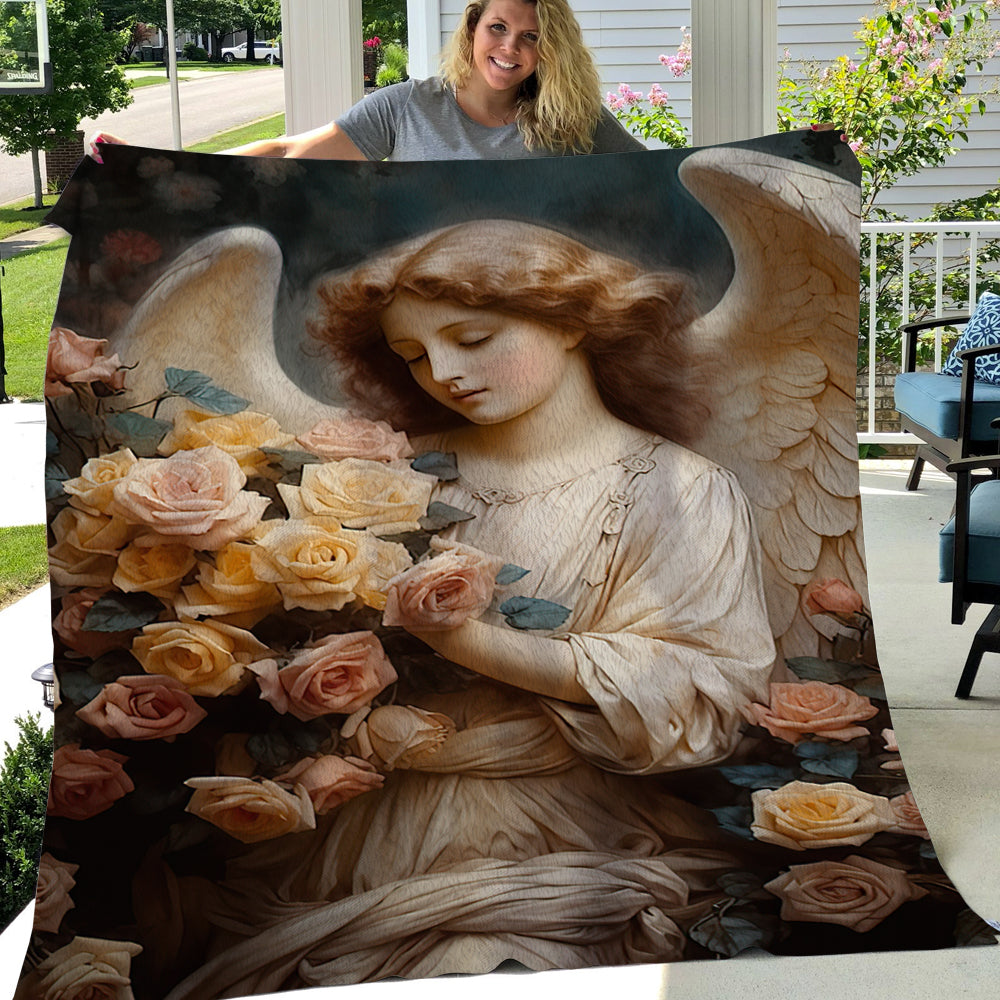 Angel Look At The Flowers Christmas, Angel Xmas Fleece Blanket & Sherpa Blanket Gift