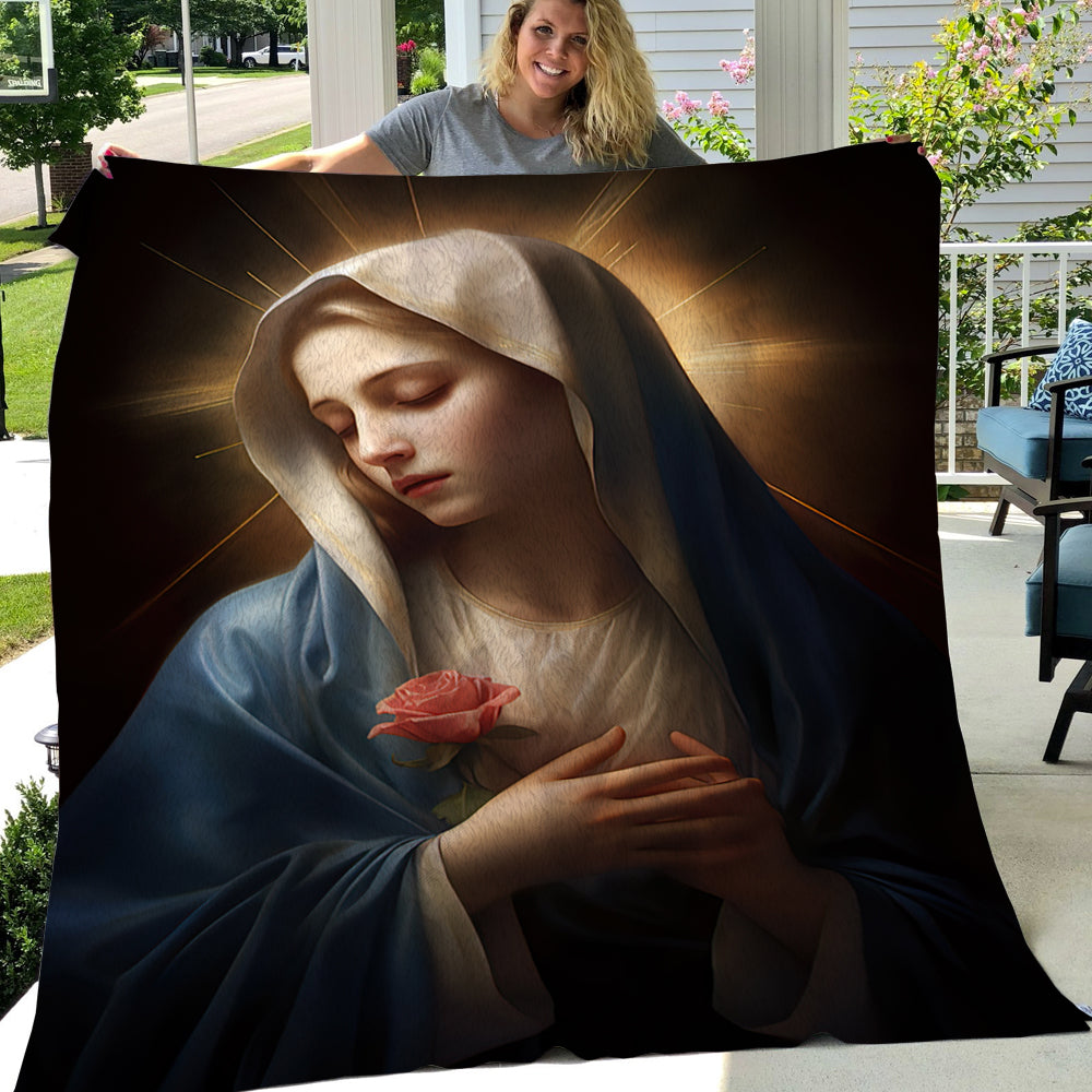 Maria Blessing For Everybody Christmas, Nativity Christians Xmas Fleece Blanket & Sherpa Blanket Gift