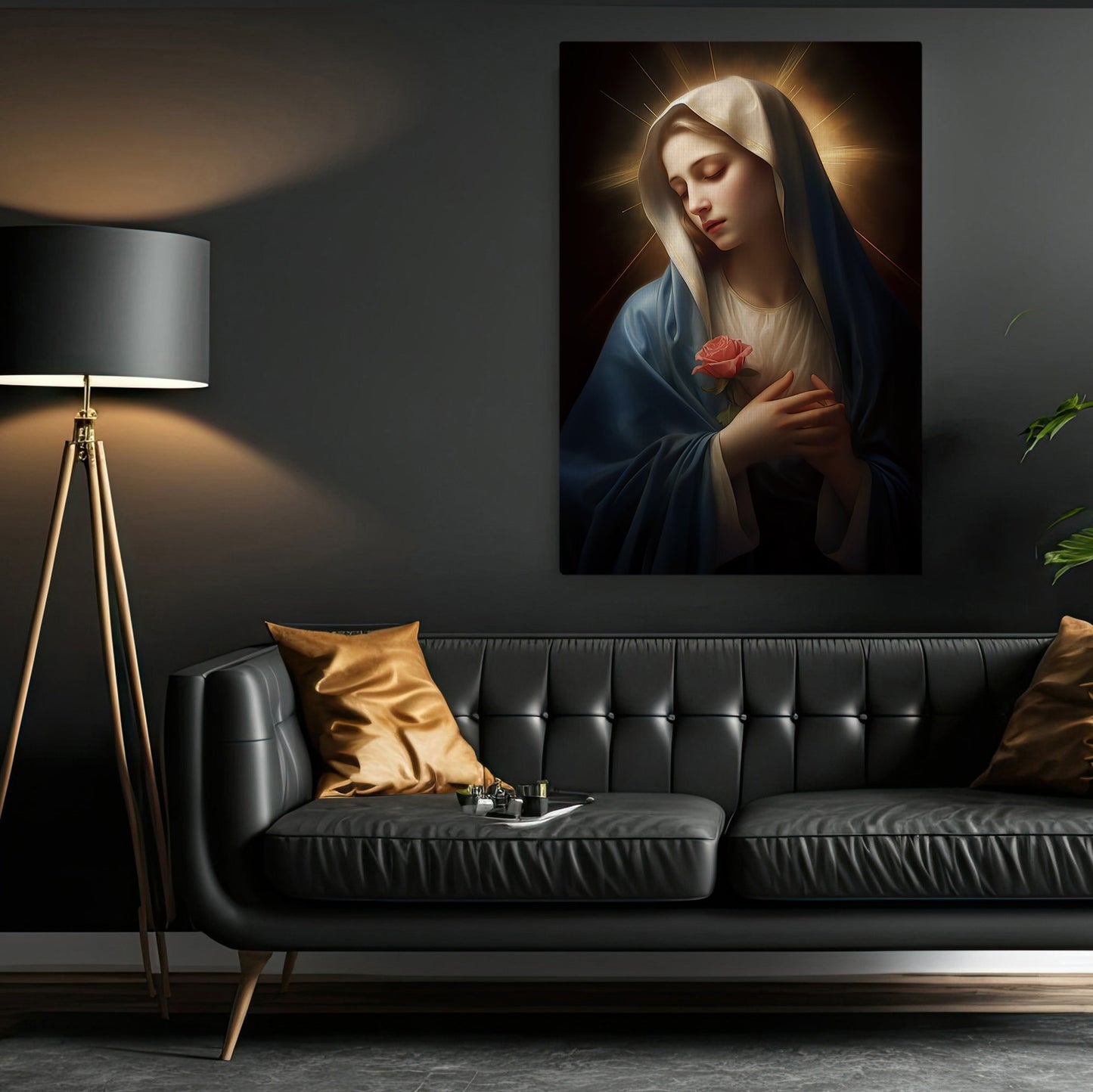 Virgin Mary Painting, Christian Canvas Painting, Religious Wall Art Decor - Mary Christmas Poster Gift