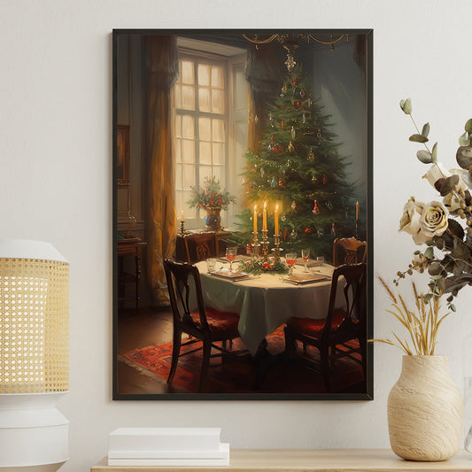 Festive Feast Awaiting, Christmas Canvas Painting, Xmas Wall Art Decor - Christmas Poster Gift