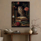 Owl Perched On The Book, Owl Canvas Painting, Wall Art Decor - Poster Gift For Book Lovers